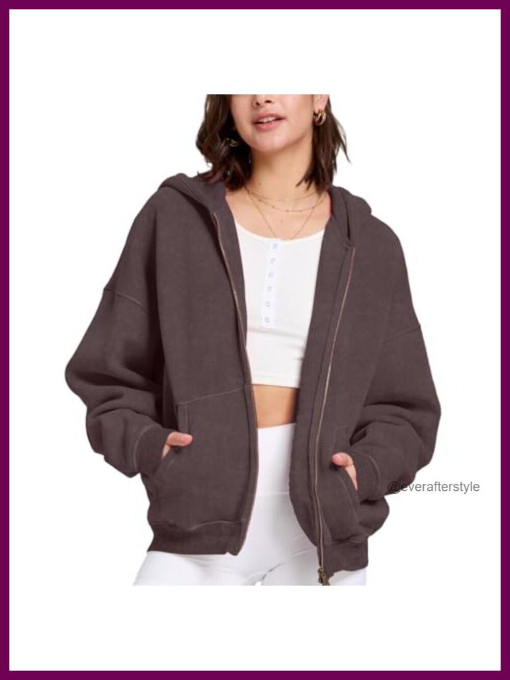 Womens Acid Wash Zip Up Hoodie Oversized Heavyweight Fleece Sweatshirt Jacket